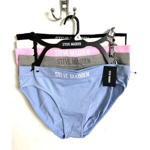 Steve Madden Seamless Bikini Size XL Panties 5 Pack Underwear Ribbed Pink Blue